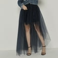 thumbnail image 2 of SWSMCLT Women's Tulle Skirt Tutu High Low Halloween 80s Flowy High Waist Skirt Mesh Skirt Maxi Elastic Waist Elastic Bubble Skirt Navy Large, 2 of 4