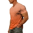 thumbnail image 7 of ZXLBBD T Shirts for Man Short Sleeve Gradient Color V Neck Tee with Front Pocket Loose Breathable Beach Gym Workout Shirts Summer Outdoor Tshirt,Orange,L, 7 of 7