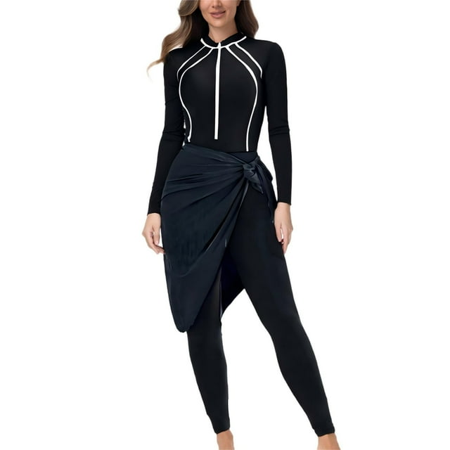 Women's 3 Piece Rash Guard Set Long Sleeve UPF 50+ Swimsuit for Surfing & Diving, Complete Athletic Beach Outfit