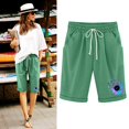 thumbnail image 2 of Shorts for Women Casual Summer Elastic Waist Knee Length Plus Size Fashion Lounge Bermuda Shorts with Drawstring Pockets, 2 of 6