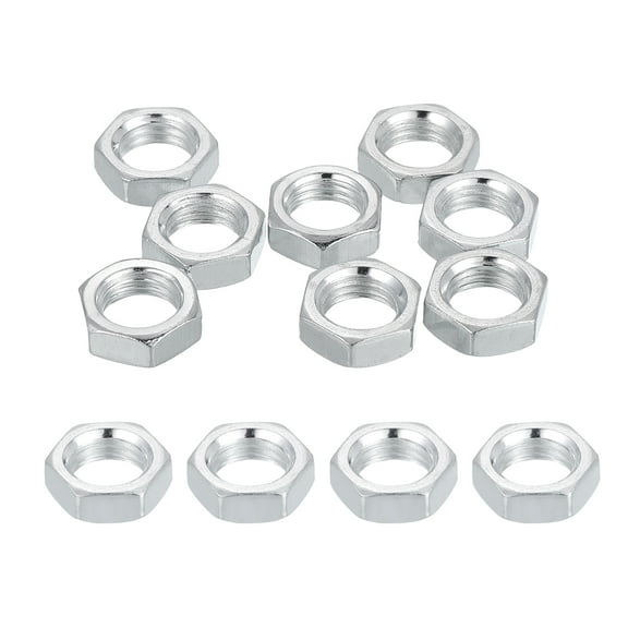 Uxcell M10x1.25x5mm Steel Hex Nuts, 12Pcs Metric Thread Carbon Steel Zinc Plated Finished Hardware Metal Screw Nuts Fasteners for Machinery Manufacturing, Industrial Use, 14mm Width
