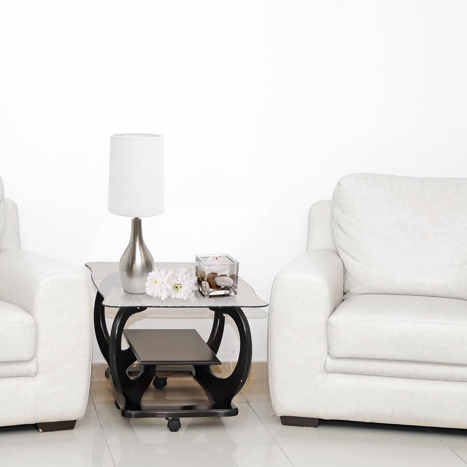 Lampe de table Simple Designs à 1 ampoule en forme de larme, nickel brossé