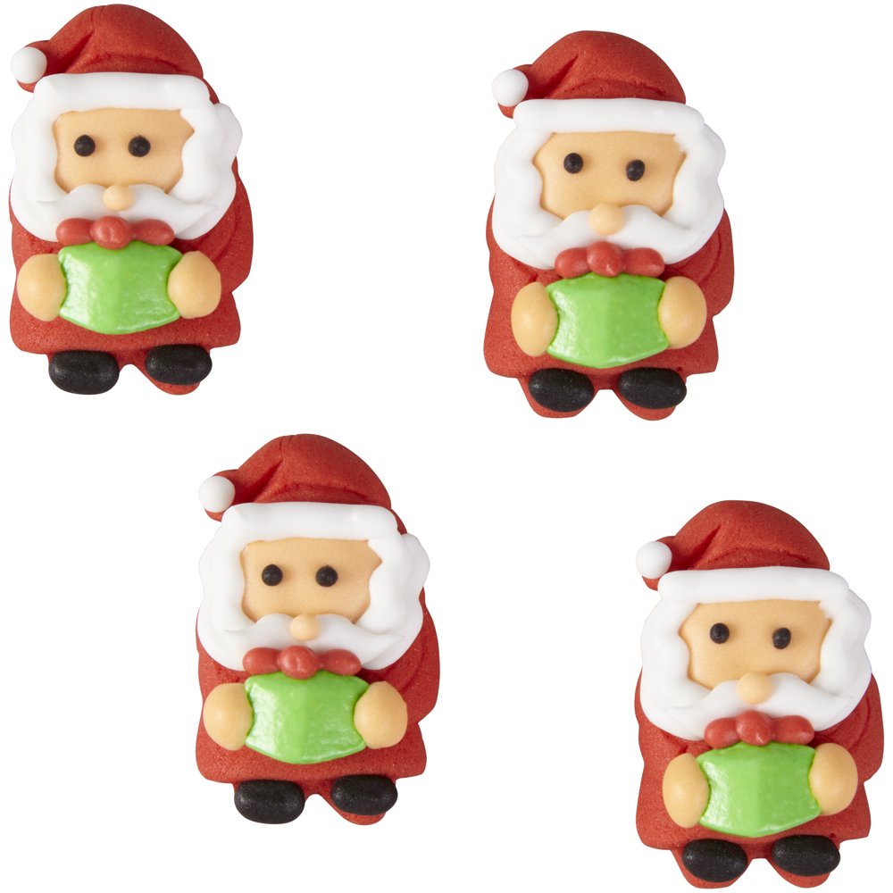 Wilton Santa with Present Icing Decorations, 12Count