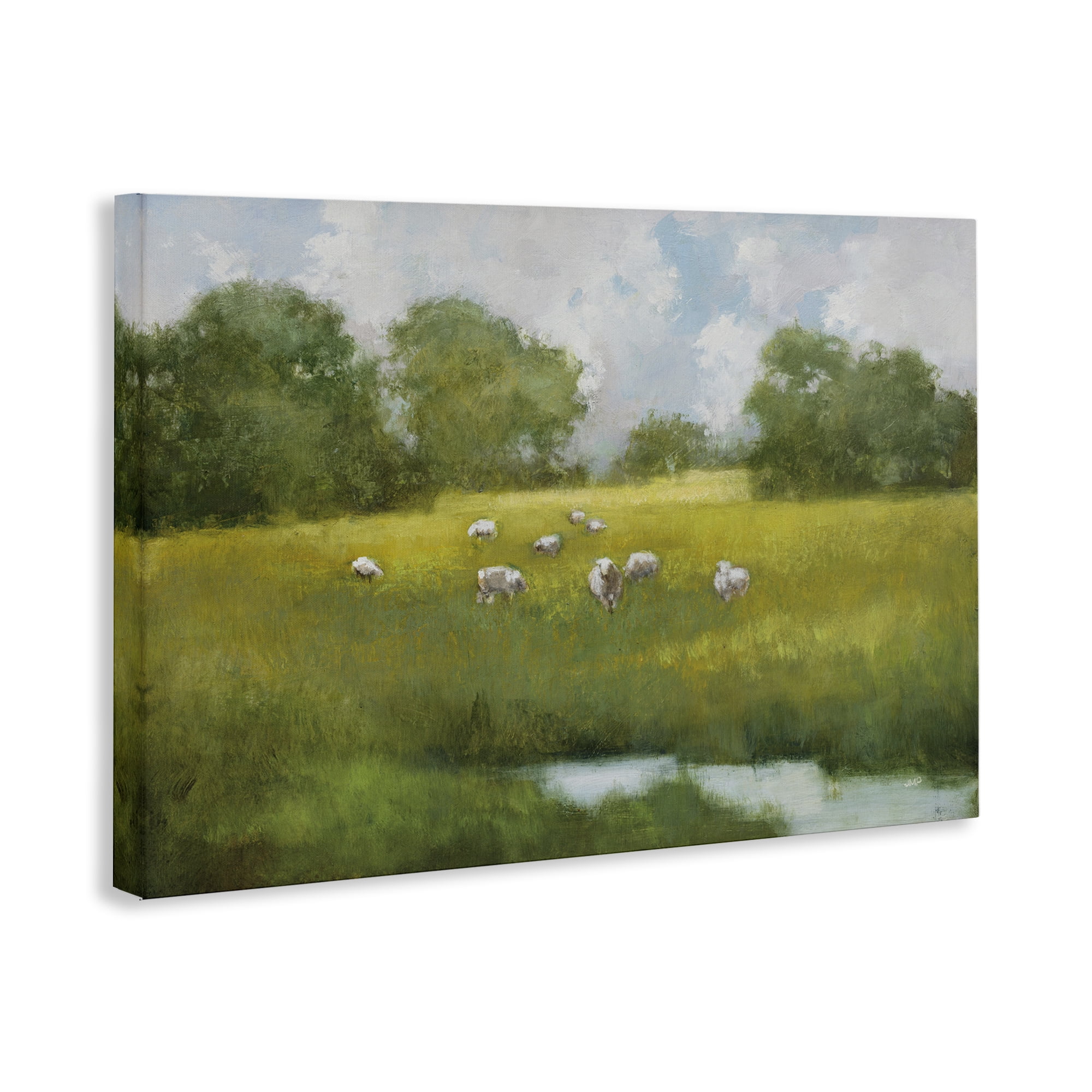 Stupell Industries Sun Grazing Sheep Landscape & Nature Painting Wrapped Canvas Art Print Wall Art, 36 x 24