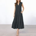 thumbnail image 7 of Womens Ruffle Tiered Maxi Dress Sleeveless V Neck Summer Casual Tank Sundress Cozy Flowy Long Dress (L, Dark Gray), 7 of 7