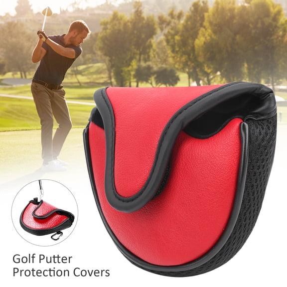 Waterproof PU Leather Putter Headcover with Plush Lining & Hook Loop Closure - 11x13.5cm