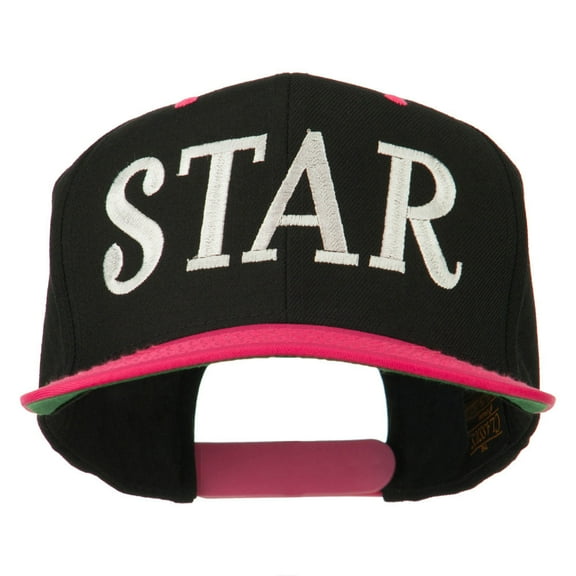Star Embroidered Snapback Cap - Black Pink OSFM