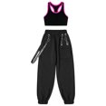 thumbnail image 3 of JanJean Kids Girls Gymnastic Jazz Dance Outfit Sleeveless Tank Top Vest with Chain Pocket Pant Set Hot Pink 8, 3 of 7