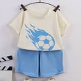 thumbnail image 5 of Glisme Kids Boys Outfit Set Graphic Print Short Sleeve Crew Neck Shirt With Fashion Shorts Set Summer Comfortable Toddler Boys Outfit Size 7-8 Years Light blue, 5 of 5