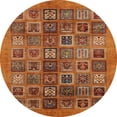 thumbnail image 1 of Ahgly Company Machine Washable Indoor Round Abstract Papaya Orange Area Rugs, 3' Round, 1 of 7