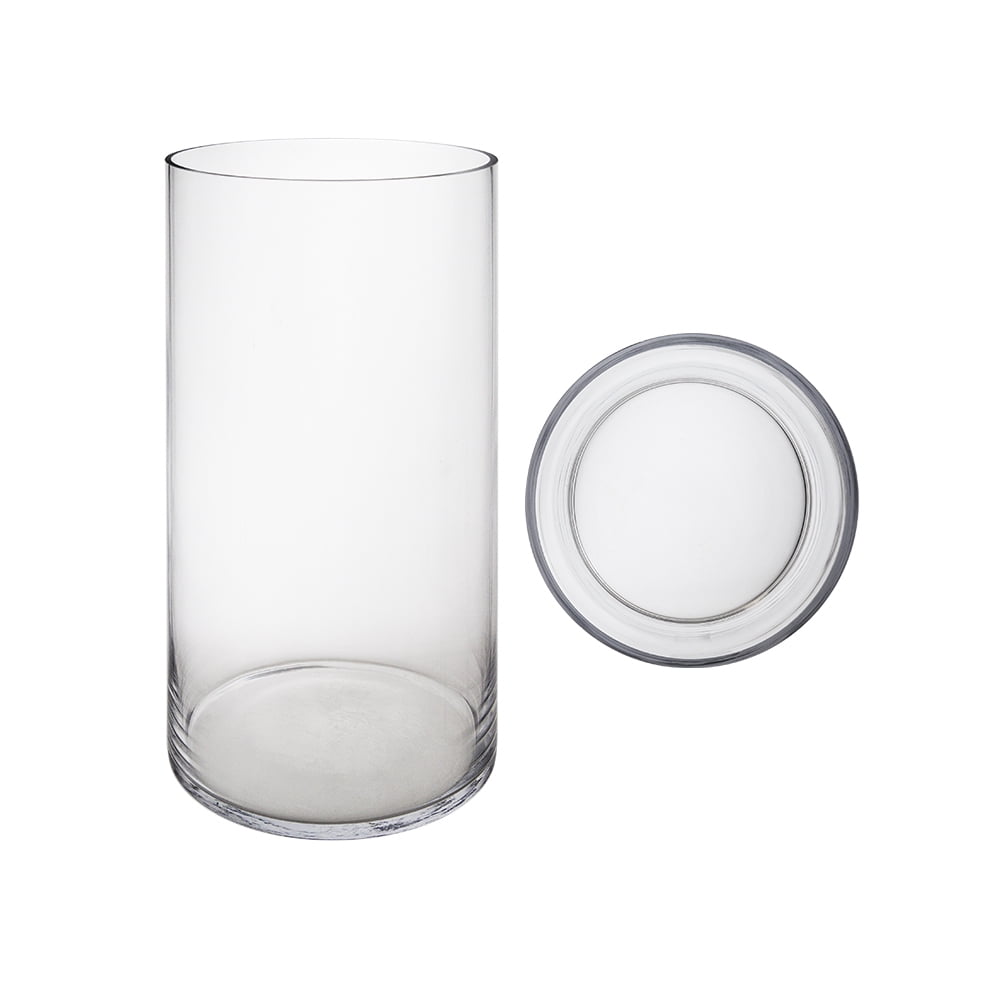 Mega Vases 8" x 16" Cylinder Glass Vase Set of 1, Clear