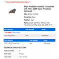 thumbnail image 2 of Right Headlight Assembly - Compatible with 2006 - 2009 Toyota Prius Base Hatchback 2007 2008, 2 of 2