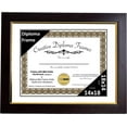 thumbnail image 1 of Creative Picture Frames 14x18 Mahogany Diploma Frame with Gold Rim Including White Mat Glass and Installed Wall Hangers | Frame Holds 16x20 Media without Mat, 1 of 4