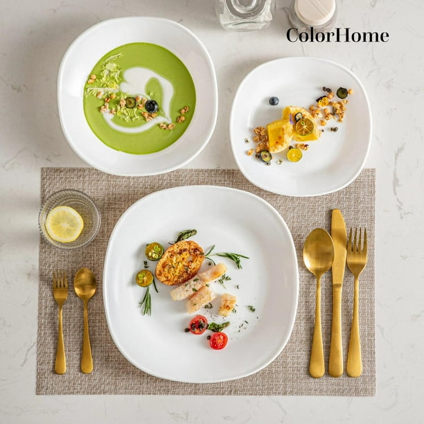 2 Juegos Vajilla Opal Total De 24 Pzas Moderna Cuadrada 4 Personas. ColorHome COMBO CH 21 Walmart en linea