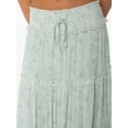 thumbnail image 4 of Celebrity Pink Women's and Women's Plus Floral Print Tiered Maxi Skirt, Sizes XS-4X, 4 of 6