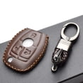 thumbnail image 4 of Vitodeco Leather Keyless Entry Remote Control Smart Key Case Cover with a Key Chain Compatible for Mercedes Benz (Brown), 4 of 5