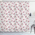 thumbnail image 1 of Floral Shower Curtain, Soft Toned Carnation Leaves Romantic Botanical Bouquets Blooms, Fabric Bathroom Set with Hooks, 69W X 84L Inches Extra Long, Jade Green Dried Rose Peach, by Ambesonne, 1 of 3
