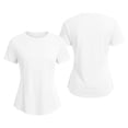 thumbnail image 4 of Uootdi T Shirts for Women Short Sleeve Solid Running Tops Daily Active Style Quick Dry Breathable Fitted Shirts Gift, 4 of 7