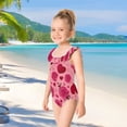 thumbnail image 5 of Girls Ruffled One Piece Swimsuit Summer Beach Vacation Swimwear Tank Swimsuit Red Valentine's Day Pattern, 5 of 8