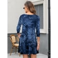 thumbnail image 4 of CRAYNER Casual 3/4 Sleeve Dresses for Women, Casual Tshirt Dress Loose Fits Crew Neck Flowy Swing Fall Dress with Pockets , L, 4 of 9