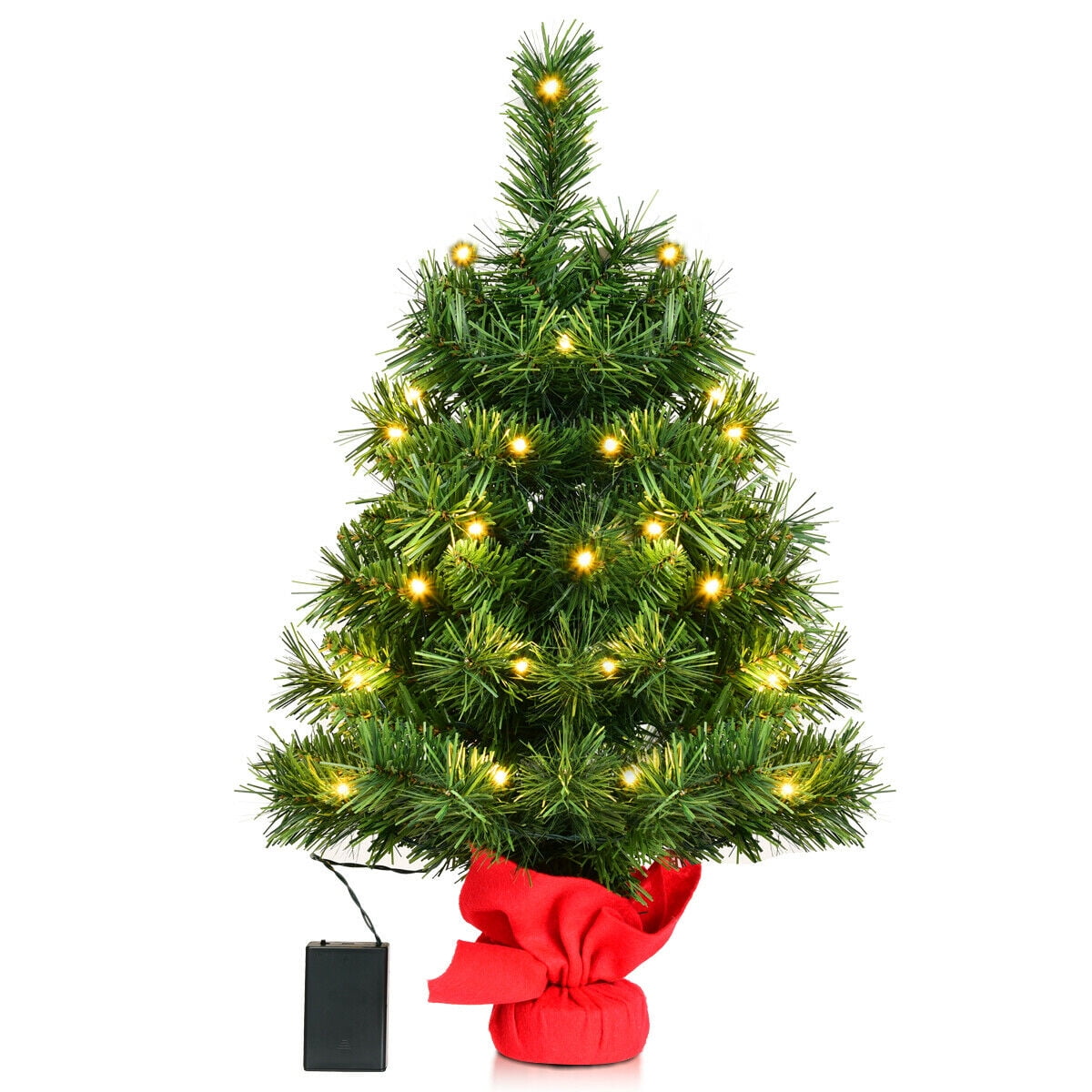 24 quot Pre Lit Tabletop Mini Christmas Tree Artificial Fir Ornament Tree W 