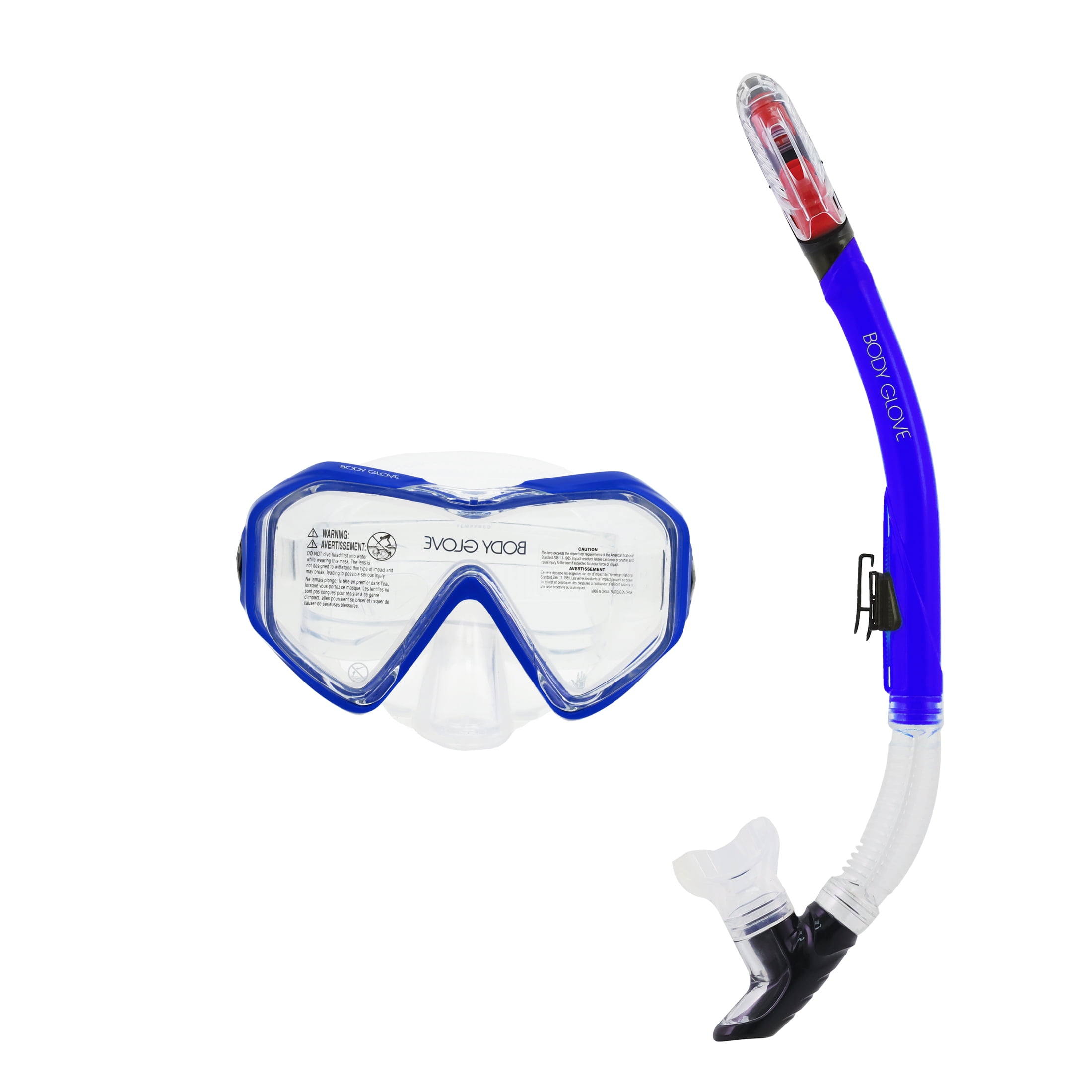 Body Glove Odyssey Adult Swimming Diving Mask/Snorkel Combo, GoPro Mount on Snorkel, Blue