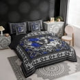 thumbnail image 3 of Erosebridal Chic Butterfly Bedding Comforter Set, Bohemian Aztec Mandala King Bedding Sets, Black Gray Blue, Black Reversible 7pcs, 3 of 6