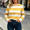 thumbnail image 2 of Diufon Striped Long Sleeve Shirt for Women Color Block Round Neck Pullover Tops Soft Comfy Tunic Basic Tees, 2 of 8