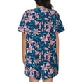 thumbnail image 3 of Naloa Lilies Flowers Women's Short-Sleeved Pajama Set, Loungewear, Summer pajamas, Breathable Cozy - Small, 3 of 9