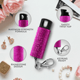 thumbnail image 3 of Pepper Spray with Safety Twist Top, Glow-in-Dark, 16 ft Range, Pink Rhinestone Design Pepper Spray Keychain, 0.5 oz, by Guard Dog Security, 1 pack, 3 of 9
