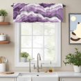 thumbnail image 2 of Rod Pocket Window Valances Gradient Purple Sea Wave Line Short Kitchen Curtains Abstract Arts Lines on White Window Treatment Drapes for Bedroom Bathroom Living Room 42x18In,1 Panel, 2 of 9
