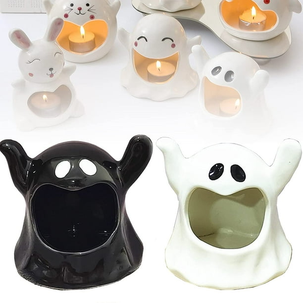 dosili Halloween Ceramic Ghost Candle Holder 4.5inch Halloween Candle