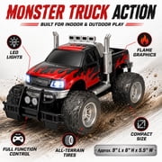 Remote Control Off-Road Racing Truck Toy for Kids, RC Car with Light-Up Front Lights, Big Tires