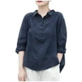 thumbnail image 3 of Bovxnpu 3/4 Sleeve T Shirts Collared 3/4 Sleeve Classic Blouse Soft Breathable Office Summer Tops (Women's or Women's Plus), 3 of 4