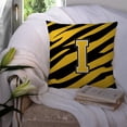 thumbnail image 3 of Letter I Initial Tiger Stripe - Black Gold  Fabric Decorative Pillow, 3 of 4