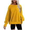 thumbnail image 2 of Jsaierl Womens Sweatshirts Loose Fit Solid Color Sweatshirts Round Neck Fall Sweater Tops Comfort Long Sleeve Shirts, 2 of 7