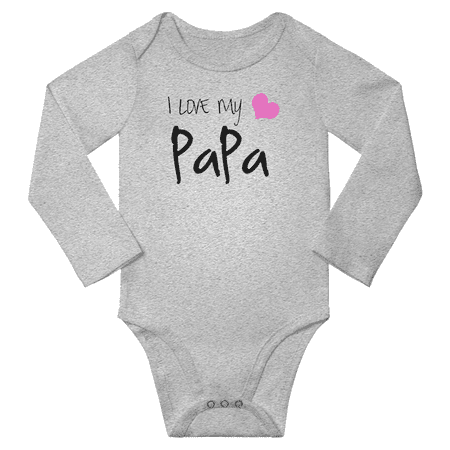 

I Love My PaPa Cute Baby Long Sleeve One-pieces for Boy Girl Unisex (Gray 6M)