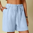 thumbnail image 2 of BLVB Linen Shorts for Women Drawstring Elastic Waist Shorts Dressy Casual with Pockets Boho Beach Resort Wear Summer Clothes, 2 of 7
