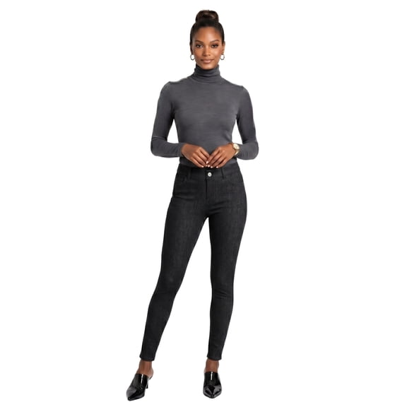 COUVER Women's Mid Rise Soft Knit Skinny Jeggings Black XS