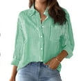 thumbnail image 4 of Jzuxvd Womens Button Down Shirts Gauze Cotton Dress Shirt Long Sleeve Oversized Solid Tunic Tops with Pockets Mint Green XL, 4 of 8