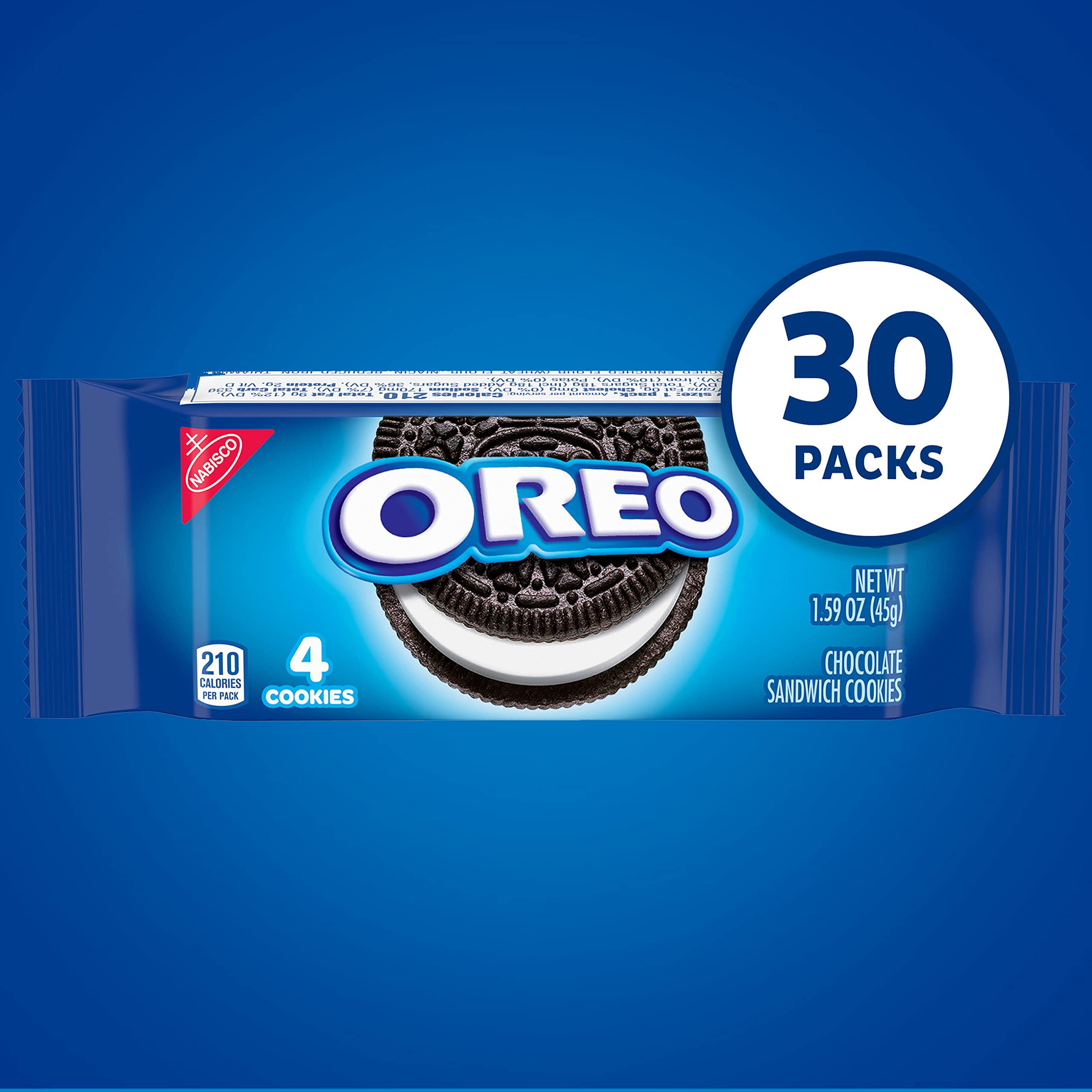 Oreo Chocolate Sandwich Cookies, 30 Snack Packs (4 Cookies Per Pack)