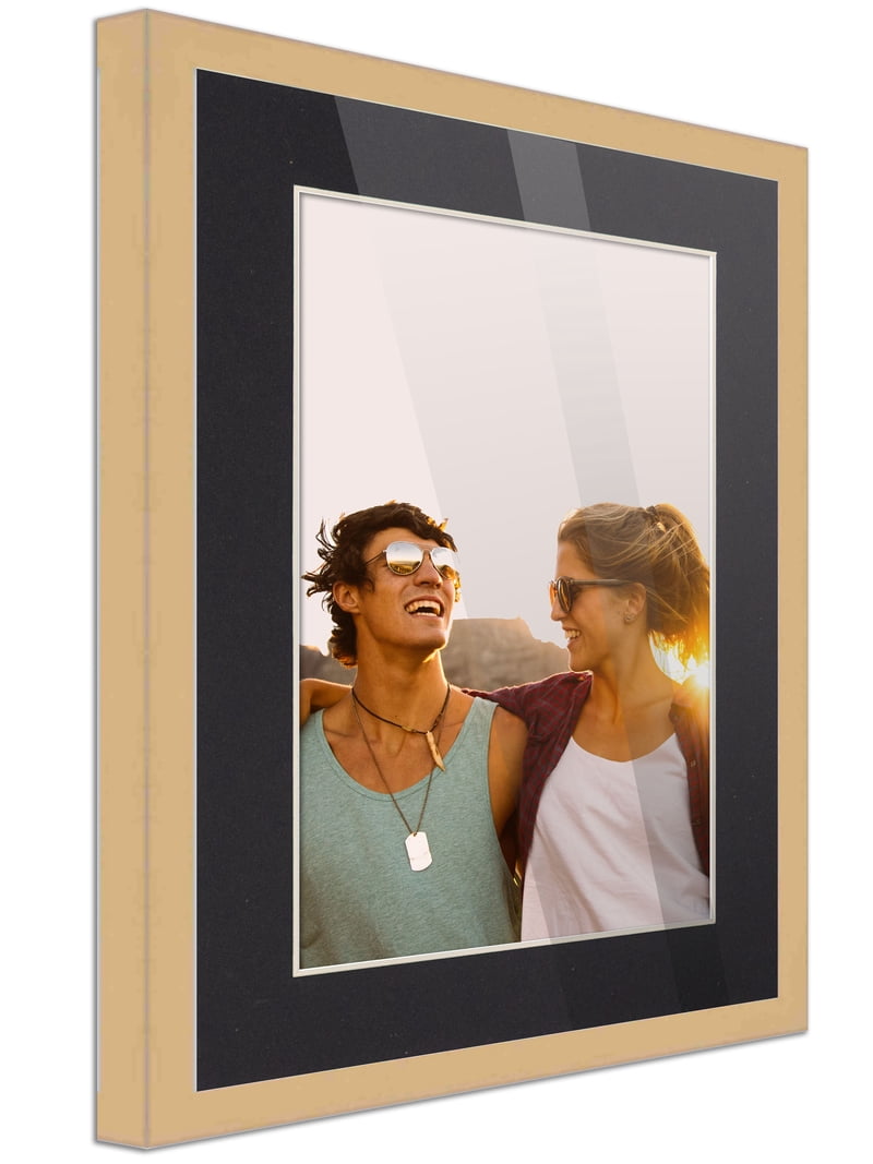 9x12 Natural Picture Frame with 6.5x9.5 Black Mat Opening for 7x10