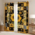 thumbnail image 2 of Manfei Rustic Sunflower Floral Curtains Pack of 2 (42x84 Each), Vintage Patchwork Curtains Blackout, Black Gold Buffalo Bedroom Curtains, Window Curtains Home Decor, 2 of 6