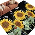 thumbnail image 3 of 5x7 Area Rugs, Sunflowers Non-Skid Rubber Backing Large Rectangle Rugs - Living Room Bedroom Home Office, Botanical Watercolor Butterfly Plant Indoor Floor Mat Carpets Washable Rug, 3 of 9