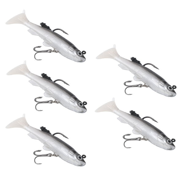 5pcs Soft Body Sinking Swimbait T Tail Soft PVC Bass Lure Trout Bait for  Saltwater Freshwater Fishing