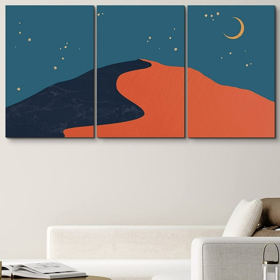 PixonSign Canvas Print Wall Art Red Color Block Desert Sand Dune Nature Wilderness Digital Art Modern Art Southwest Landscape Multicolor Boho Decor for Living Room, Bedroom - 24"x36"x3