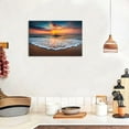thumbnail image 4 of Sunset Beach Pictures Wall Art Beach Theme Bathroom Decor Hawaii Coastal Seascape Canvas Prints Painting Modern Nature Ocean Waves Landscape Artwork for Living Room Office Home Decoration 12x16, 4 of 6