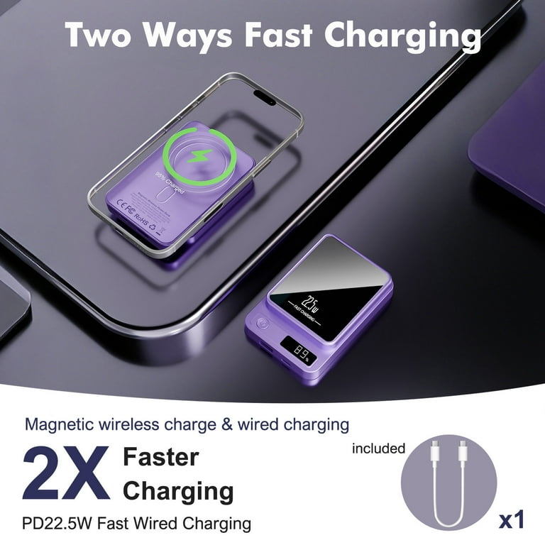 chicarygo Wireless Power Bank, 10000mAh, Magnetic Fast Charging