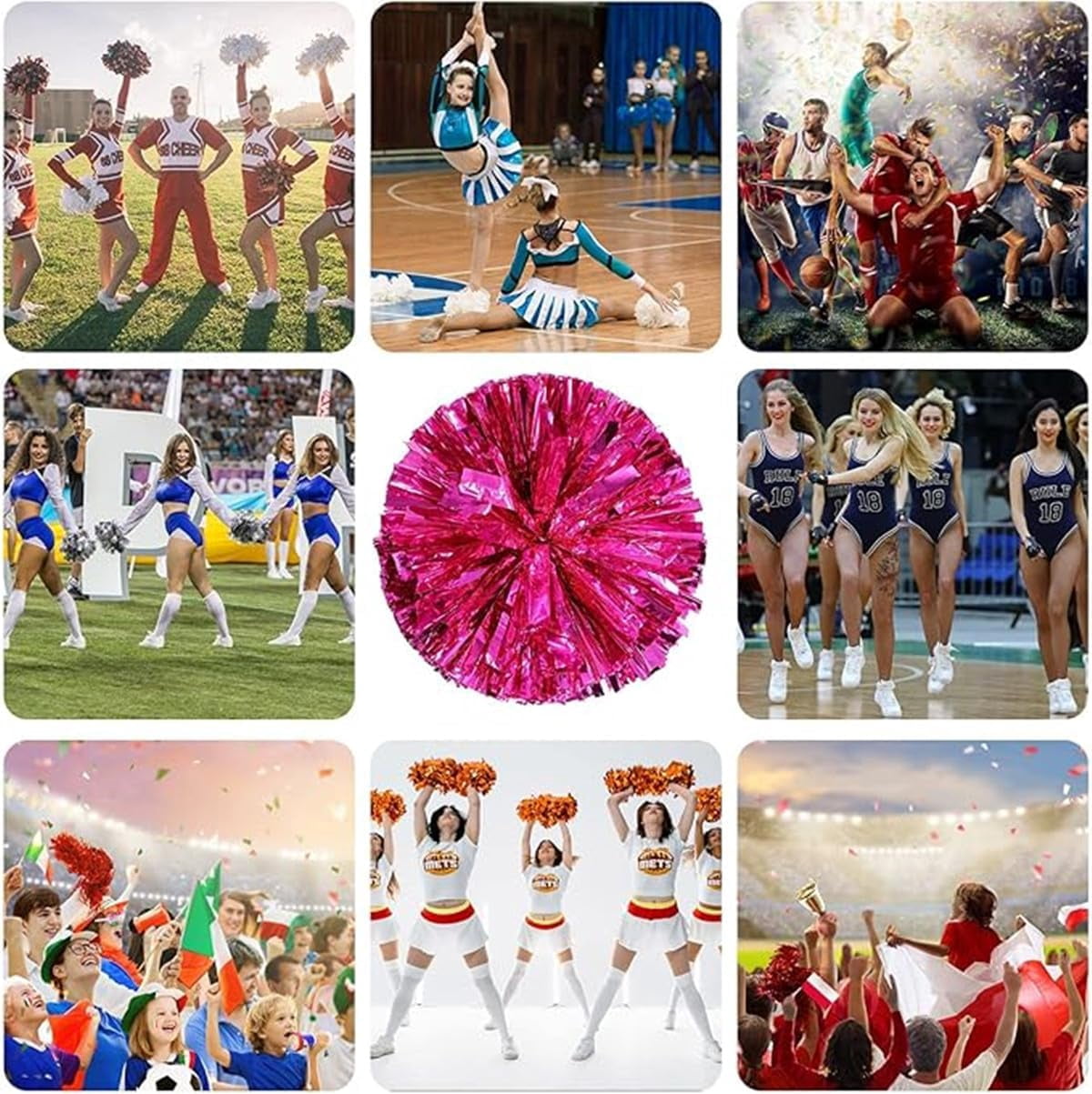 EONQY Plastic Cheerleading Poms, 4Pcs Super Cute Cheerleading pom poms Cheer Dance Pom Pom for Game, Sports, Aerobics