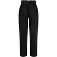 thumbnail image 5 of Fiaer,Linen Pants Women Straight Suit Pants Women's High Elastic Waisted Business Work Plus Size Buttons Decor Trousers Black S, 5 of 5